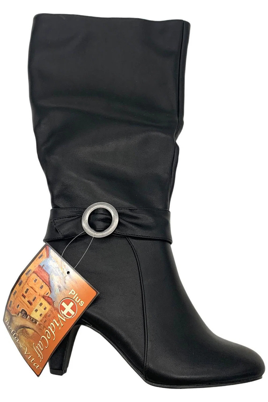 Bella Vita Women's Rima Plus Tall Shaft Heeled Boots Black - Wide